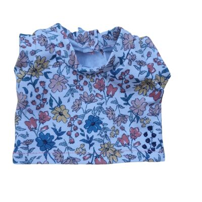 TEE SHIRT FLEURS BLEUE JAUNE ROSE