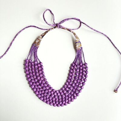 Layered Beaded Necklace - Purple
