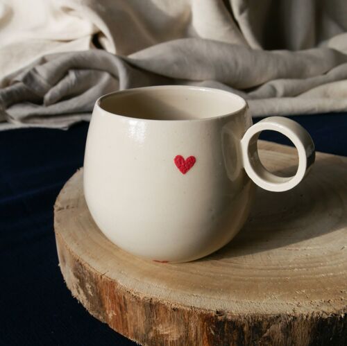 Tasse à café Coeur rouge - Bleu Nuit Céramique