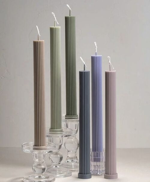 fluted candle, pillar candle purple