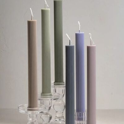 fluted candle, pillar candle purple