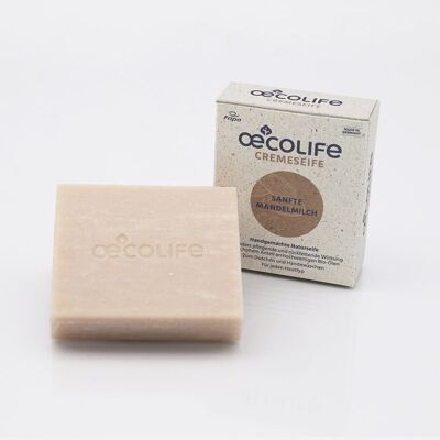 Solid natural soap with gentle almond milk