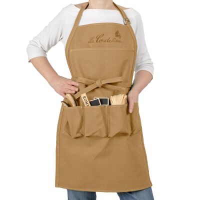 Long apron 5 pockets Camel One size