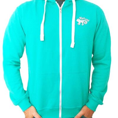 Felpa con zip verde turchese