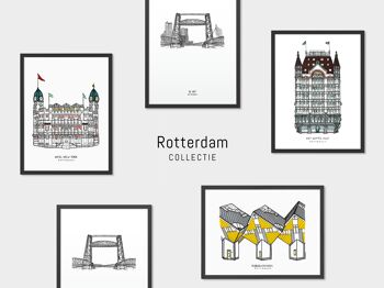 Affiche Rotterdam, De Hef + skyline - Cadre noir 3