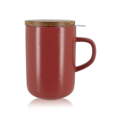Juliet burgundy tea pot in stoneware and acacia lid 475ml