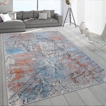 Tapis design Harmony, poils ras, abstrait crème/terra 1