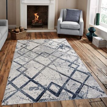 Tapis Palmas carreaux bleu beige 1