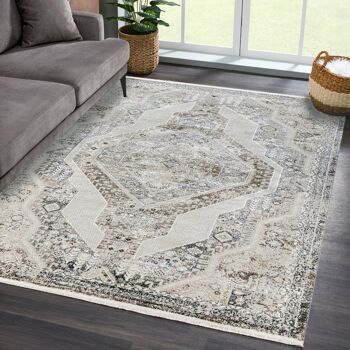 Tapis vintage Richmond Orient Crème Gris 1