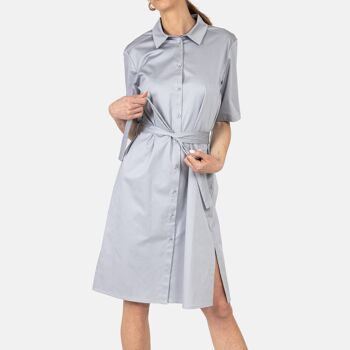 Robe chemise manches courtes gris perle 1