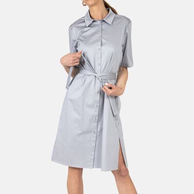 Pearl gray short-sleeved shirt dress
