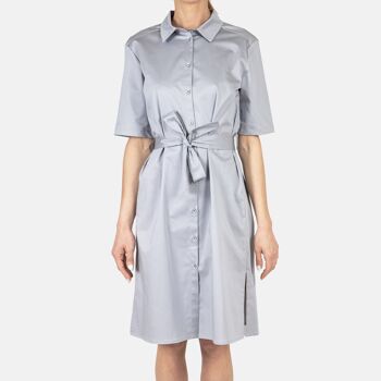 Robe chemise manches courtes gris perle 2