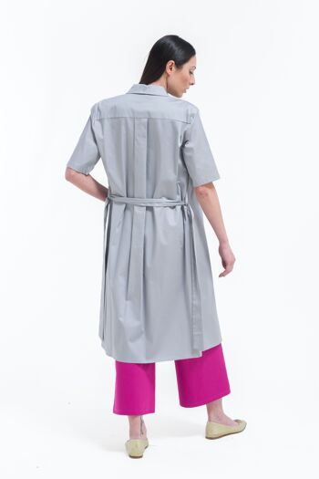 Robe chemise manches courtes gris perle 6