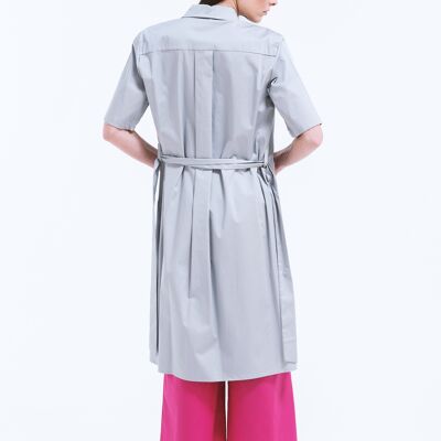 Robe chemise manches courtes gris perle