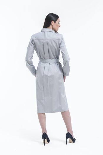 Robe chemise manches longues gris perle 2