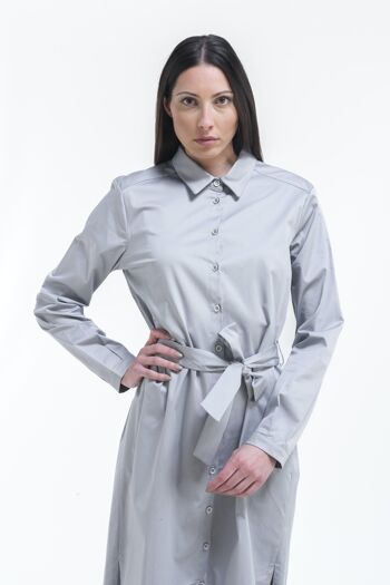 Robe chemise manches longues gris perle 3