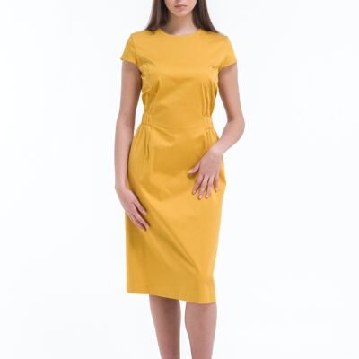 Casual chic short sleeve sheath dress Yellow ocher