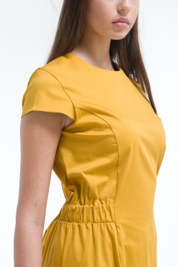 Robe fourreau manches courtes casual chic Ocre jaune 4