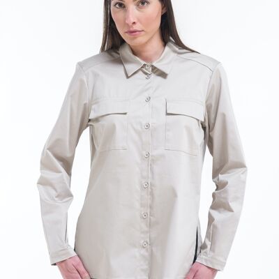 Beige shirt with patch pockets