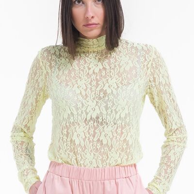 Yellow Lime lace turtleneck