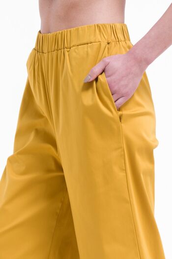 Pantalon jupe-culotte décontracté avec taille élastique jaune 2