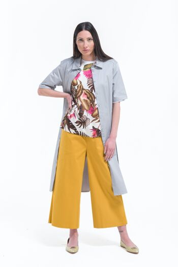 Pantalon jupe-culotte décontracté avec taille élastique jaune 3