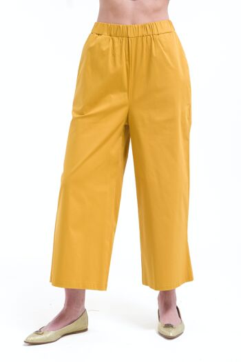 Pantalon jupe-culotte décontracté avec taille élastique jaune 4