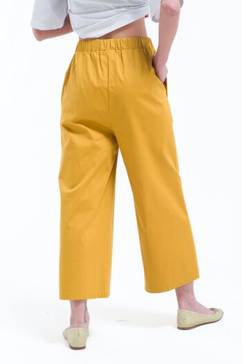 Pantalon jupe-culotte décontracté avec taille élastique jaune 5