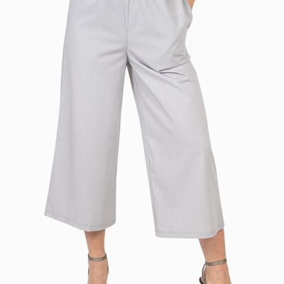 Pantalon jupe-culotte casual taille élastiquée Gris clair