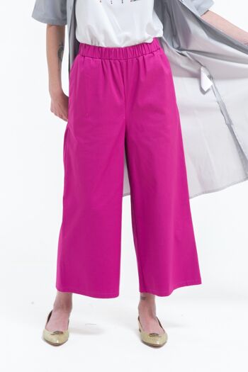 Pantalon jupe-culotte à poches fuchsia 2