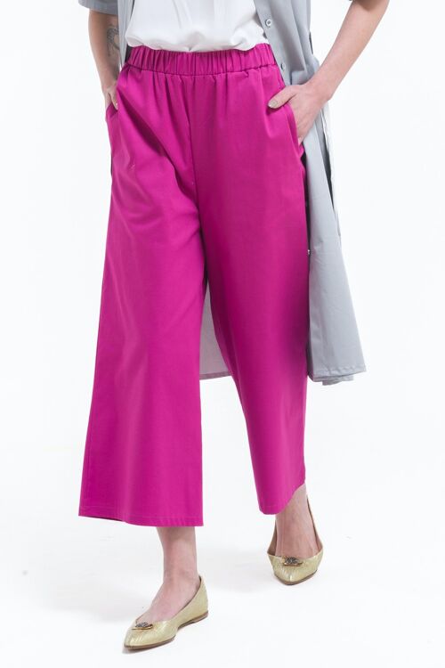 Pantalone culottes con tasche color fucsia