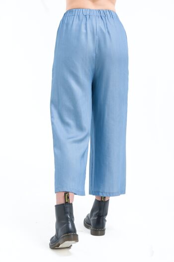 Pantalon jupe-culotte à volants bleu clair 3