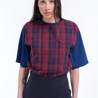 Oversized fit T-shirt with front cotton Tartan