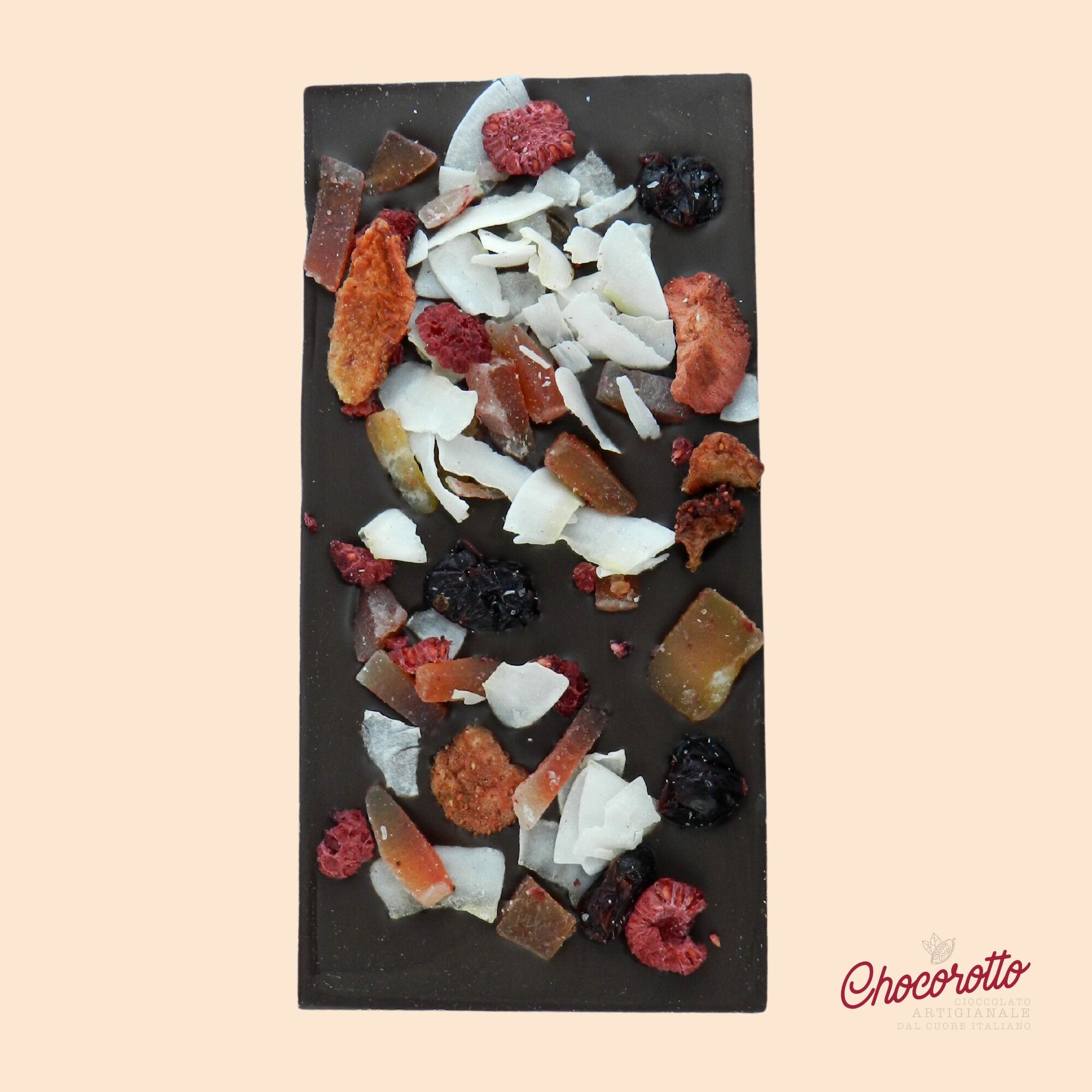 Tavoletta di Cioccolato Fondente con mix di Frutta 100gr