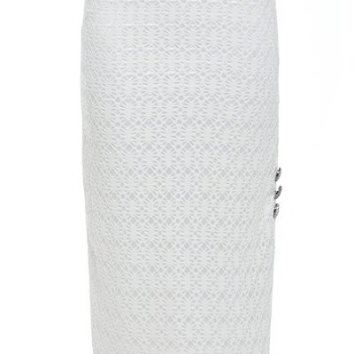 Ciara - Lace Bodycon Midi Skirt With Side Button
