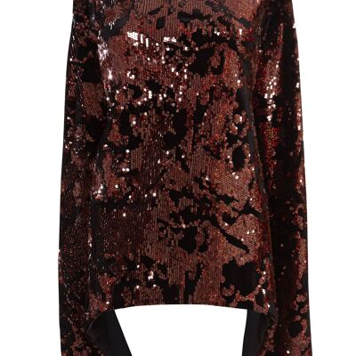 La Vita - Sequin Bronze Velvet Sleeveless Top With Tie-Back