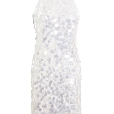 Nova -  White High Neck Backless Sequin Mini Dress