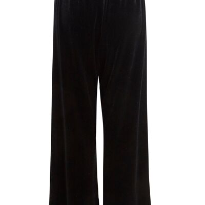 Raven - Black Velvet Floor-Length Wide Leg Trousers