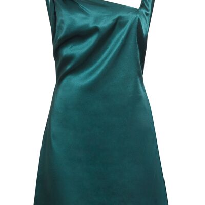 Rosha - Emerald Twisted Strap Mini Slip Dress With Side Slit