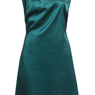 Rosha - Emerald Twisted Strap Mini Slip Dress With Side Slit