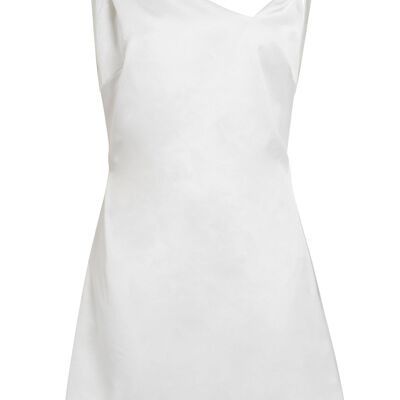 Rosha - Ivory Twisted Straps Mini Slip Dress With Side Slit