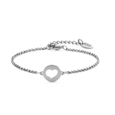 Pulsera de acero inoxidable con colgante de corazón