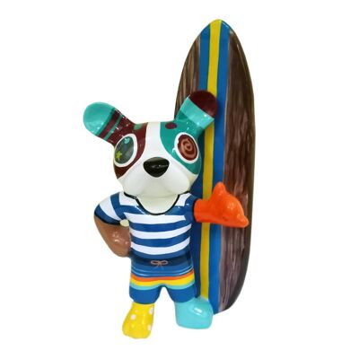 Scultura decorativa BULLDOG SURFER STRIPE M