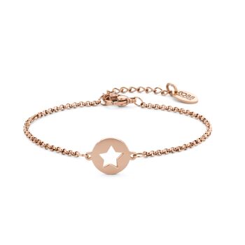 Bracelet en acier inoxydable plaqué or rose avec pendentif étoile 1