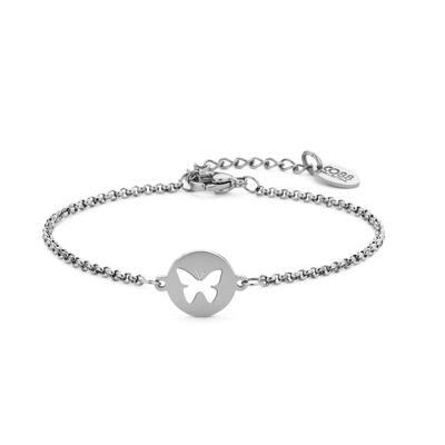 Stainless Steel Bracelet with Butterfly Pendant