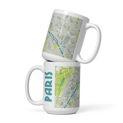 Taza ilustrada Mapa de PARÍS - ilustración en acuarela