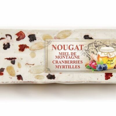 BARRE NOUGAT MIEL DE MONTAGNE CRANBERRIES MYRTILLES 100g x 20uvc