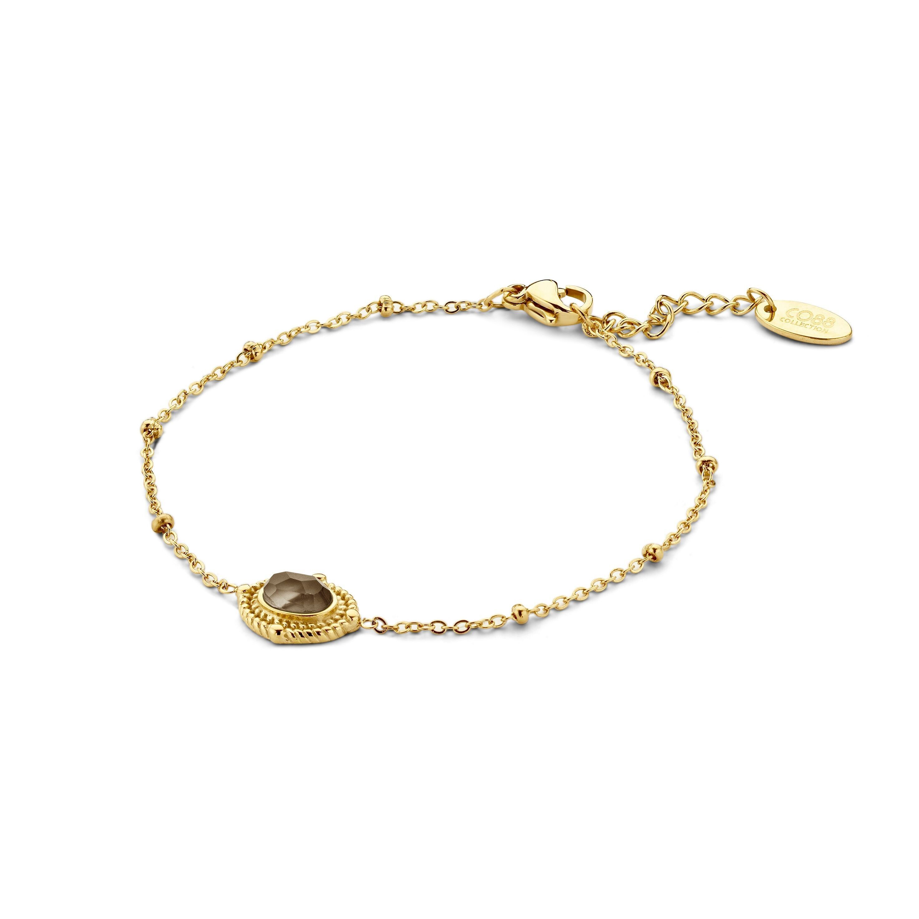 Gold ion plated stainless steel bracelet with Labradorite stone