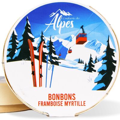 Boite bois Alpes - Bonbons croix de Savoie