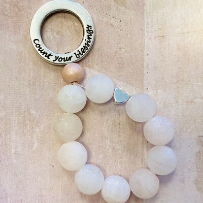 Porte-clés pierre précieuse Quartz Rose /accepter
